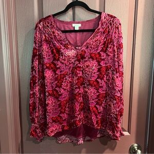 Sundance Pink and Red Floral Blouse